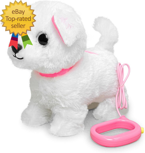 Walking white dog toy - walking, with