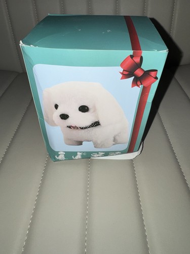 White interactive dog barks - white,